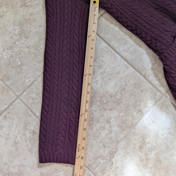 Lauren Ralph Lauren burgundy belt Cable Knit Cardigan Duster Sz S Festival Rodeo - Picture 5 of 6